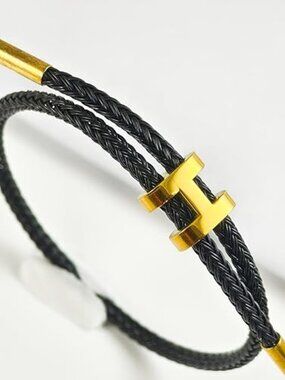 Adjustable H Buckle Bracelet Gold Plated Titanium Steel Wire Rope Minimal Chic